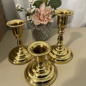 Copper Craft Made in USA Brass Candle Holders Set